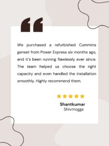 Retail store owner in Pune standing near his Kirloskar generator setup.