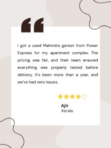 A smiling café owner near her generator setup at a small café in Bengaluru.