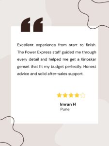 A factory owner standing beside a refurbished Cummins generator supplied by Power Express in Shivmogga.